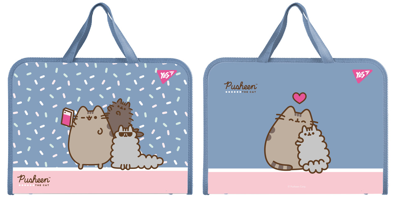 Папка-портфель Yes FC на блискавці з тканинними ручками Pusheen, фото 1