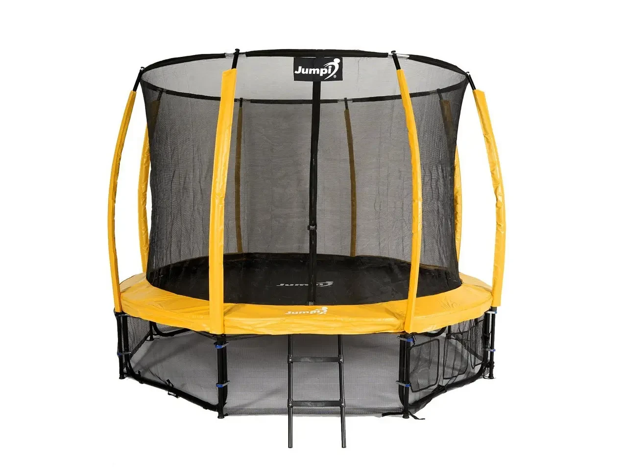 Якісний батут Jumpi 374 см 12 ft Maxy Comfort Plus жовтий із внутрішньою сіткою