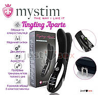 Вибратор двойной с электростимуляцией Mystim Tingling Aparte eStim Black, миостимулятор
