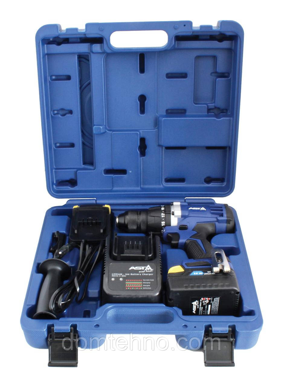 Ударний шуруповерт акумуляторний Asta A-HD125 18V + 2 акумулятора + зарядка SATRA, фото 1