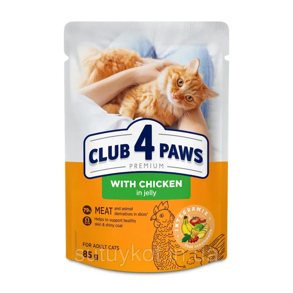 CLUB 4 PAWS PREMIUM Клуб 4 лапи вологий корм для котів з куркою в желе, 85 гр, фото 1