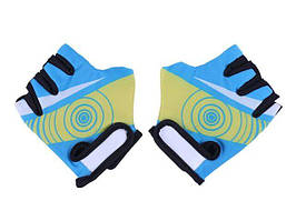 Мотоперчатки (короткі) ZS01  (жовтий із блакитним, дитячі, size M)