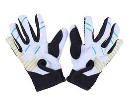 Мотоперчатки ZS04  (чорний із жовтим, блакитним, дитячі, size S)