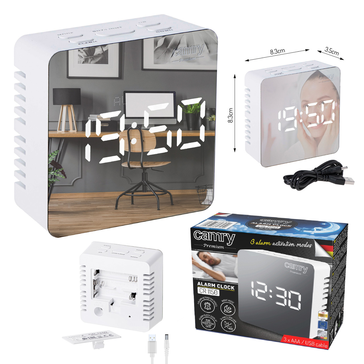 Будильник Camry CR 1150w — LED-дисплей, температура, 3 режими, фото 1