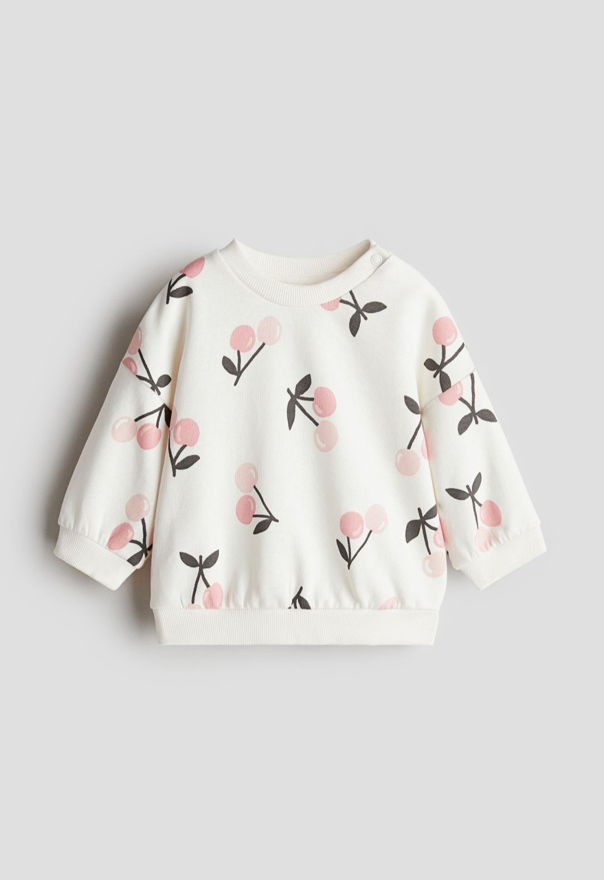 Світшот білий Вишня H&M 80, 86, 92см, фото 1