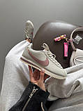 Білі шкіряні жіночі кросівки кроссовки NIKE CORTEZ  SHADOW WHITE / POWDER premium, фото 8
