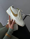 Білі шкіряні жіночі кросівки кроссовки Nk Cortez Wildflowers, фото 3