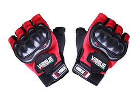 Мотоперчатки всесезонні без пальців  YM001-15 size L мембрана карбон на липучці червоні