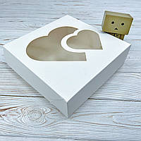 *10 шт* / Коробка / *h=6* / 200х200х60 мм / Біла / вікно-2 Серця