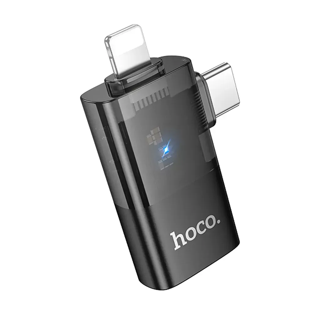 Перехідник OTG Hoco UA36E Type-C/Lightning to USB Black