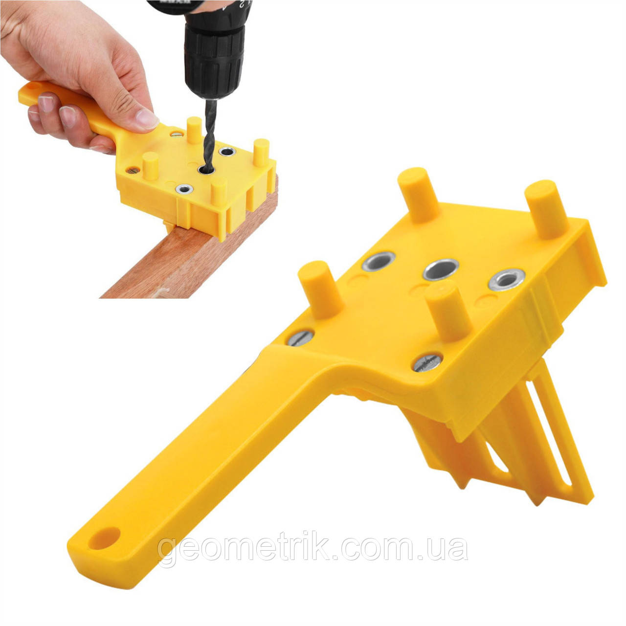 Кондуктор для шкантів Ø 6, 8, 10 мм - Столярний шаблон для складання меблів - yellow, фото 1