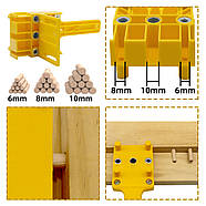 Кондуктор для шкантів Ø 6, 8, 10 мм - Столярний шаблон для складання меблів - yellow, фото 9
