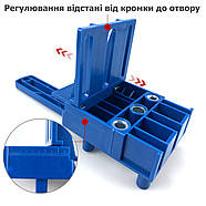 Кондуктор для шкантів Ø 6, 8, 10 мм - Столярний шаблон для складання меблів - blue, фото 3
