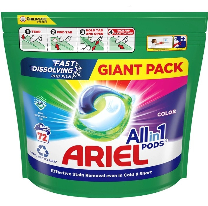 Капсули для прання Ariel Pods All-in-1 Color 72 шт, фото 1