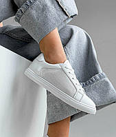 Жіночі шкіряні кеди із сіткою дихаючі літні білі натуральна шкіра/сітка 36