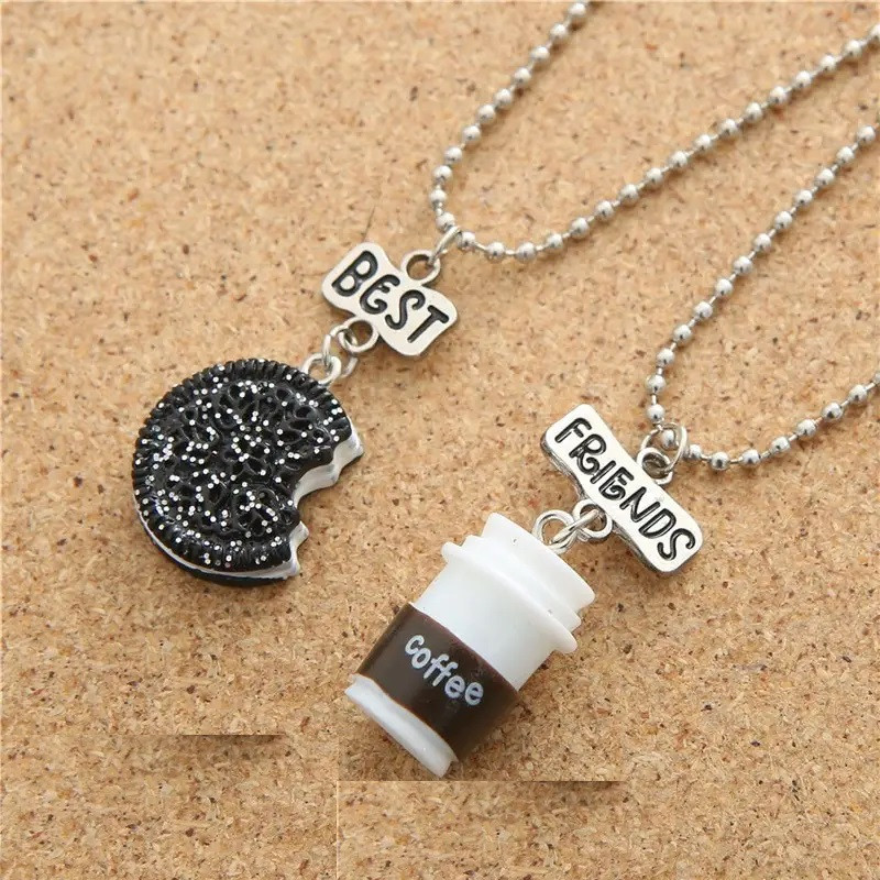 Парні кулони best friends Oreo coffee для двох друзів подруг печиво і кава, фото 1