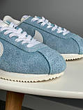 Блакитні замшеві жіночі кросівки Nike Cortez Vintage Suede Blue Демісезонні кеди Найк Кортез, фото 7