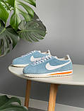 Блакитні замшеві жіночі кросівки Nike Cortez Vintage Suede Blue Демісезонні кеди Найк Кортез, фото 2