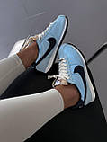Блакитні текстильні жіночі кросівки Nk Cortez Vintage Light Blue Демісезонні кеди Найк Кортез, фото 3