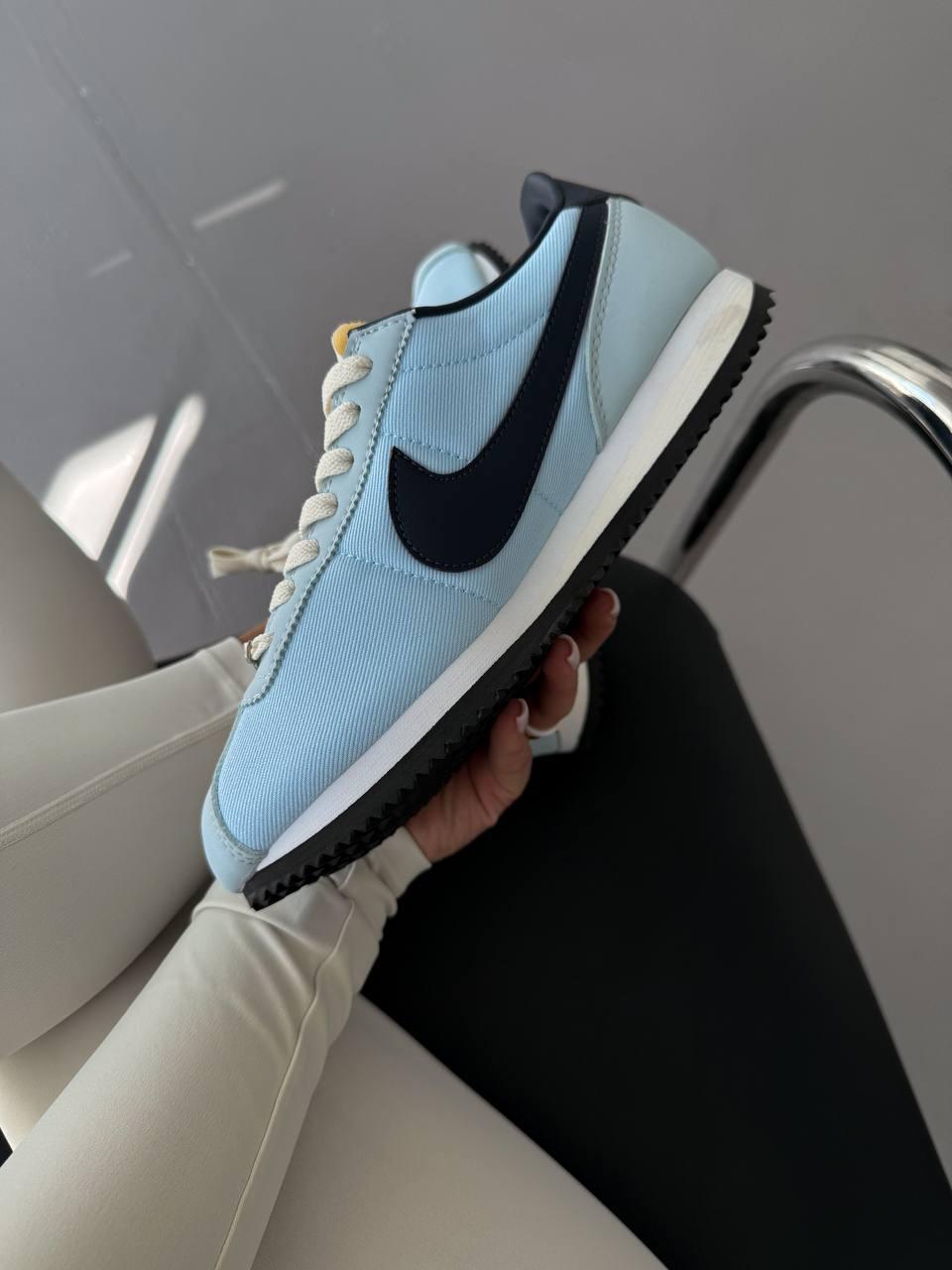 Блакитні текстильні жіночі кросівки Nk Cortez Vintage Light Blue Демісезонні кеди Найк Кортез, фото 1