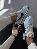 Блакитні текстильні жіночі кросівки Nk Cortez Vintage Light Blue Демісезонні кеди Найк Кортез, фото 9