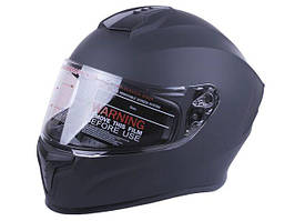Шолом мотоциклетний MD-813, чорний матовий із прозорим склом, size L