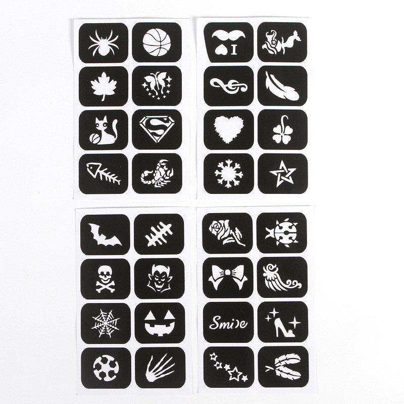 Набір трафаретів для гриму, блиск тату, глітер тату - TRF-01 - Halloween & Party