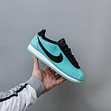 Блакитні шкіряні жіночі кросівки Nike Cortez Blue Демісезонні кеди Найк Кортез, фото 3