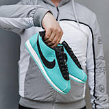 Блакитні шкіряні жіночі кросівки Nike Cortez Blue Демісезонні кеди Найк Кортез, фото 6
