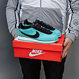 Блакитні шкіряні жіночі кросівки Nike Cortez Blue Демісезонні кеди Найк Кортез, фото 5