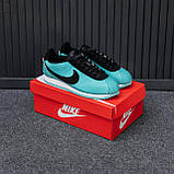 Блакитні шкіряні чоловічі кросівки Nike Cortez Демісезонні кеди Найк Кортез, фото 9