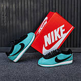 Блакитні шкіряні жіночі кросівки Nike Cortez Blue Демісезонні кеди Найк Кортез, фото 10