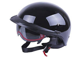 Шолом мотоциклетний MD-513-1, чорний глянсовий із чорним склом, size L