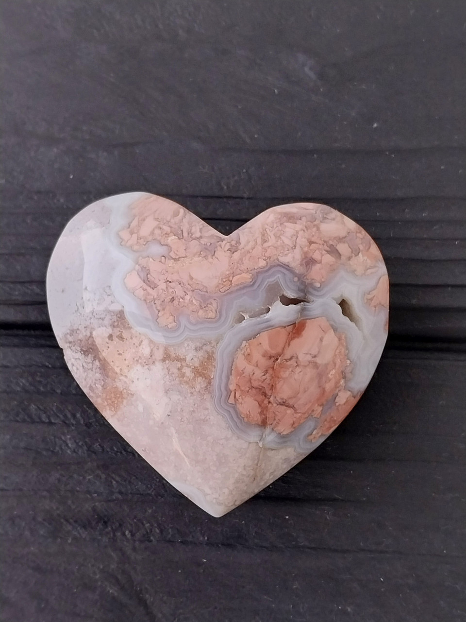 Камінь без оправи квітковий агат "Серце". Натуральний агат 57*62*36 мм., фото 1