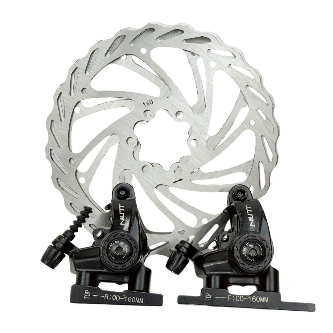 Дискові гальма Nutt 160мм двохпоршневі Flat Mount передні та задні комплект