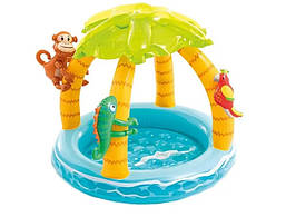 Дитячий басейн з надувним дном та навісом Тропічний острів Intex 58417