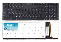 Оригинальная клавиатура для ноутбука Asus N550, N750, Q550, R552, N56, R750 series, rus, black, подсветка