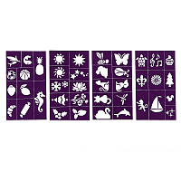 Набір трафаретів для гриму, блиск тату, глітер тату - TRF-03 - Sea & Nature