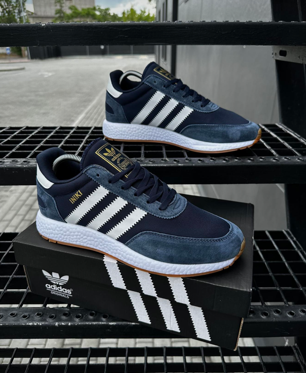 Чоловічі кросівки Adidas Iniki blue Адідіс Ініки сині замша текстиль легкі дихаючі весна літо, фото 1