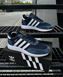 Чоловічі кросівки Adidas Iniki blue Адідіс Ініки сині замша текстиль легкі дихаючі весна літо
