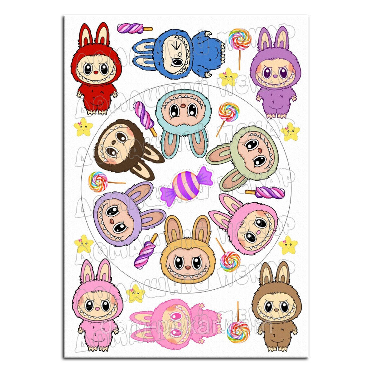 Лабу Labubu вафельна картинка 18 см для торта