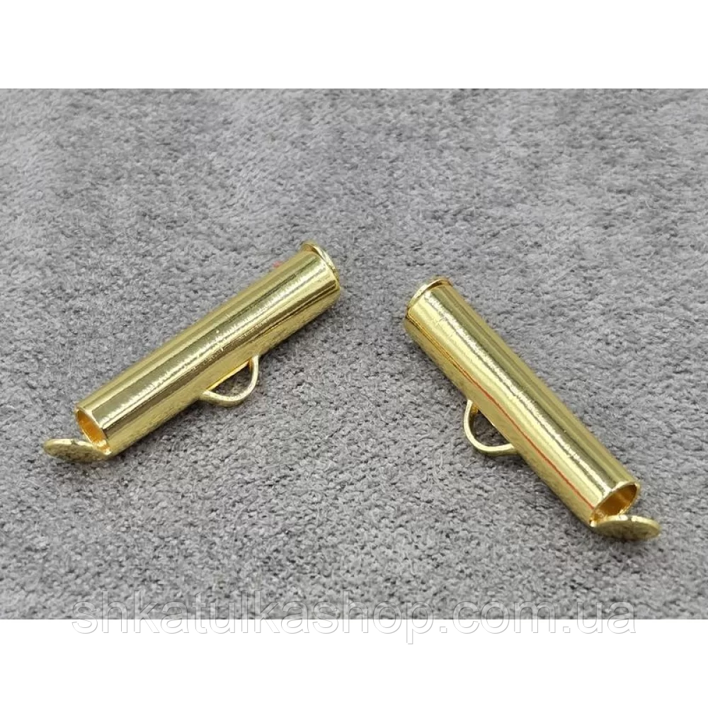 Кінцевик-трубочка слайдер 4*20мм, колір лимонне золото (гіпоалергенний сплав), фото 1