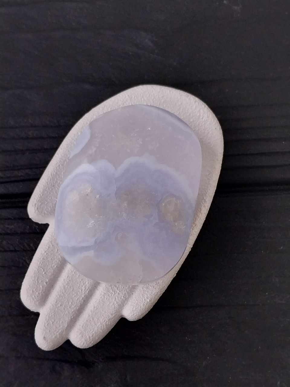 Кабошон із сапфірином блакитним агатом 57*41*23 мм., фото 1