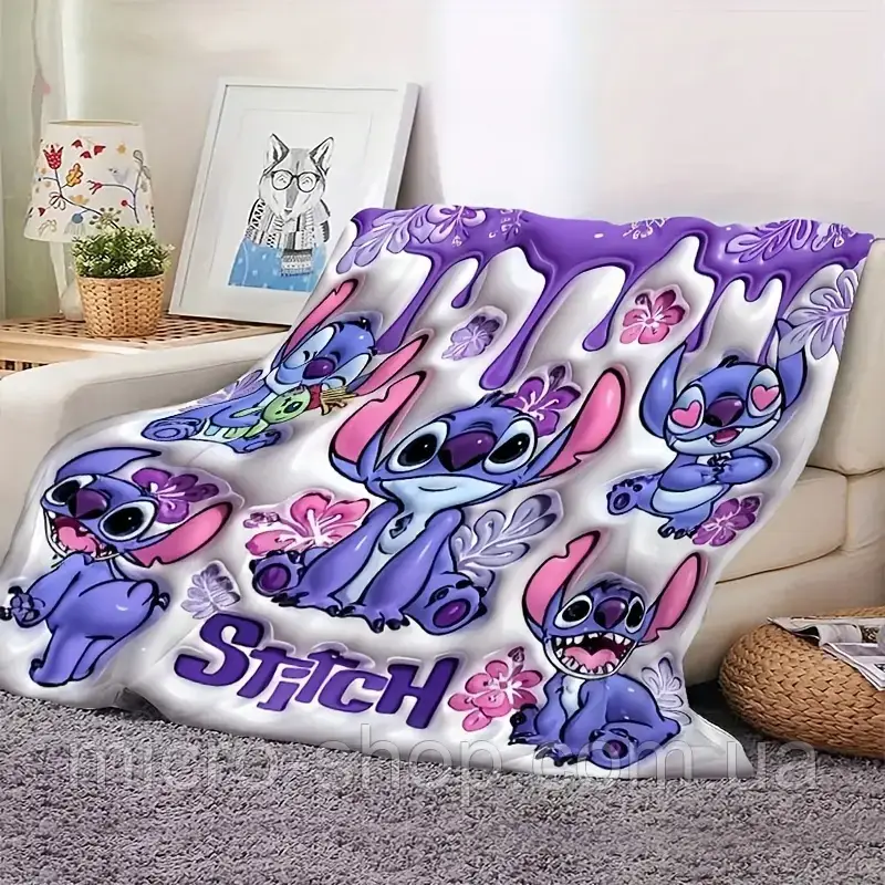 Плюшевий плед ковдра покривало Ліло та Стіч Lilo & Stitch 150х200 см, фото 1