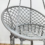 Підвісна гойдалка з подушкою до 150кг BOHO KR33SZ СІРА Гамак гніздо лелеки Підвісна качеля Підвісне крісло, фото 5
