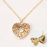 Кулон медальйон у формі серця підвіска золотисте серце, фото 4