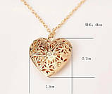 Кулон медальйон у формі серця підвіска золотисте серце, фото 6