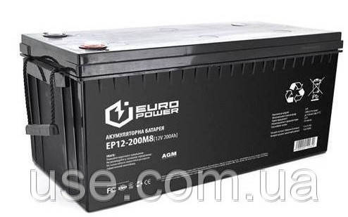 Акумуляторна батарея свинцево-кислотна, 12 Вольт, В, 12V, 200 А*год, Ампер-годин, А/год, AH, Ah, АКБ, акумулятор AGM, VRLA