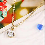 Підвіска кристал камінь стрази кулон у вигляді кристала золотиста, фото 4