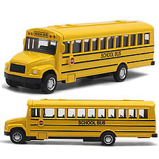 Модель автомобіля School bus 1:64 металева інерційна машинка шкільний автобус іграшка жовта у коробці, фото 4